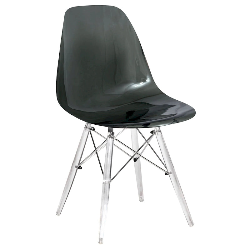 Chaise de salle à manger d'appoint Dover en acrylique avec pieds Eiffel, idéale pour l'intérieur et l'extérieur (maison, bureau, salon, cuisine).