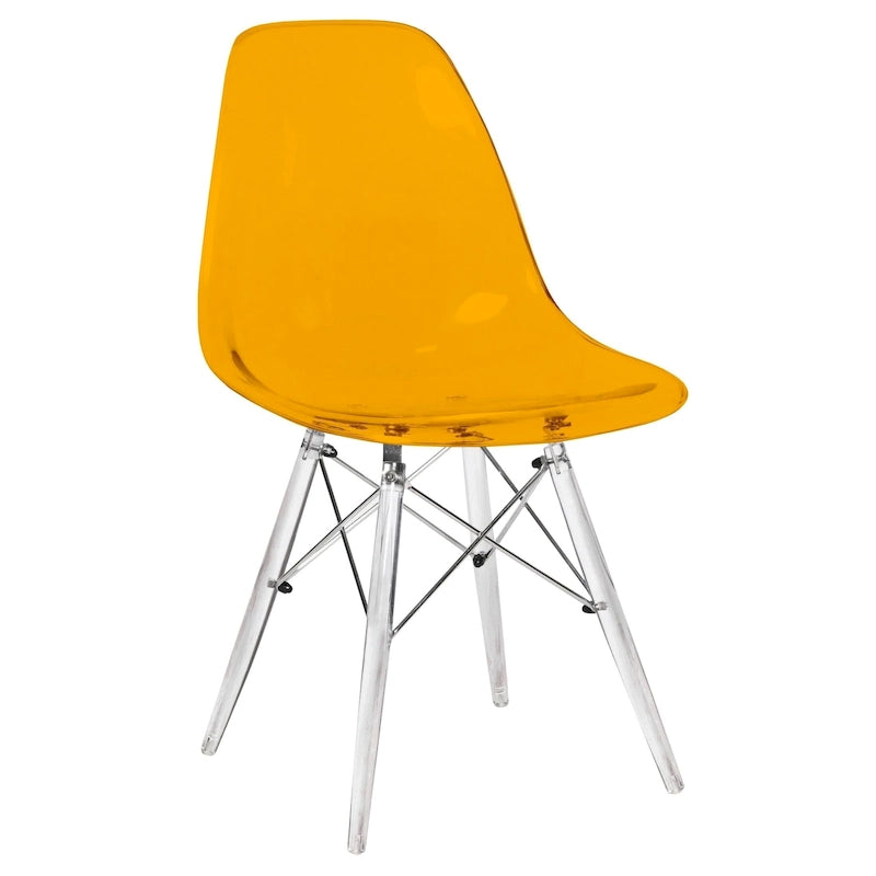 Chaise de salle à manger d'appoint Dover en acrylique avec pieds Eiffel, idéale pour l'intérieur et l'extérieur (maison, bureau, salon, cuisine).