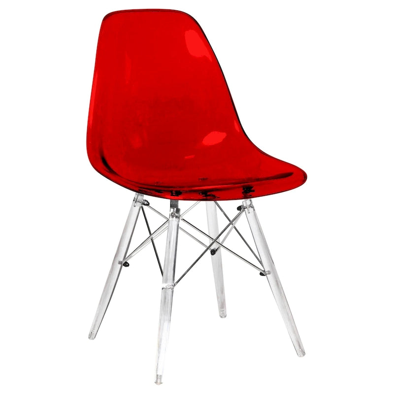 Chaise de salle à manger d'appoint Dover en acrylique avec pieds Eiffel, idéale pour l'intérieur et l'extérieur (maison, bureau, salon, cuisine).