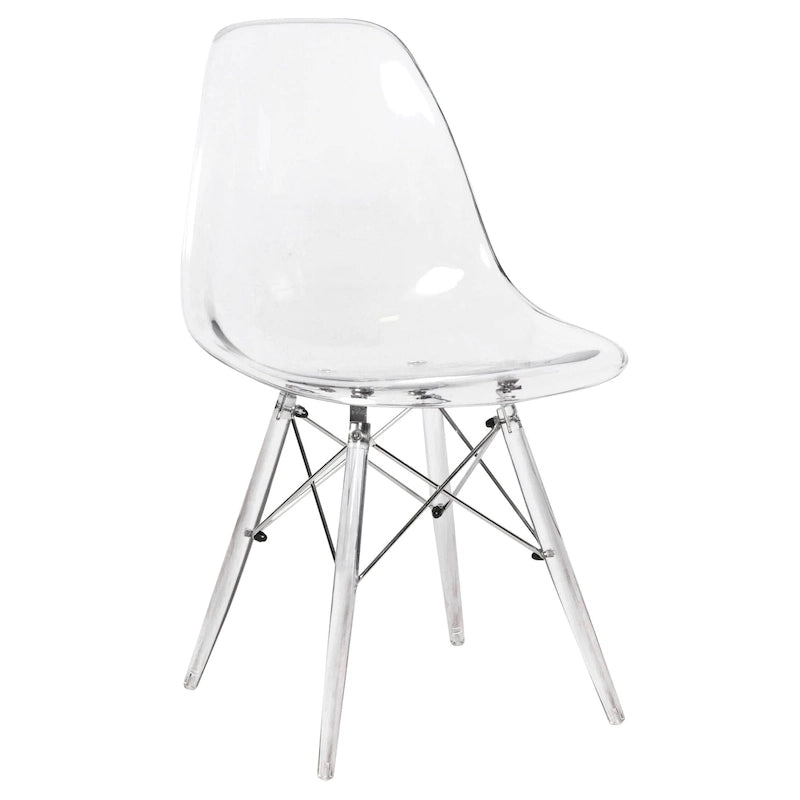 Chaise de salle à manger d'appoint Dover en acrylique avec pieds Eiffel, idéale pour l'intérieur et l'extérieur (maison, bureau, salon, cuisine).