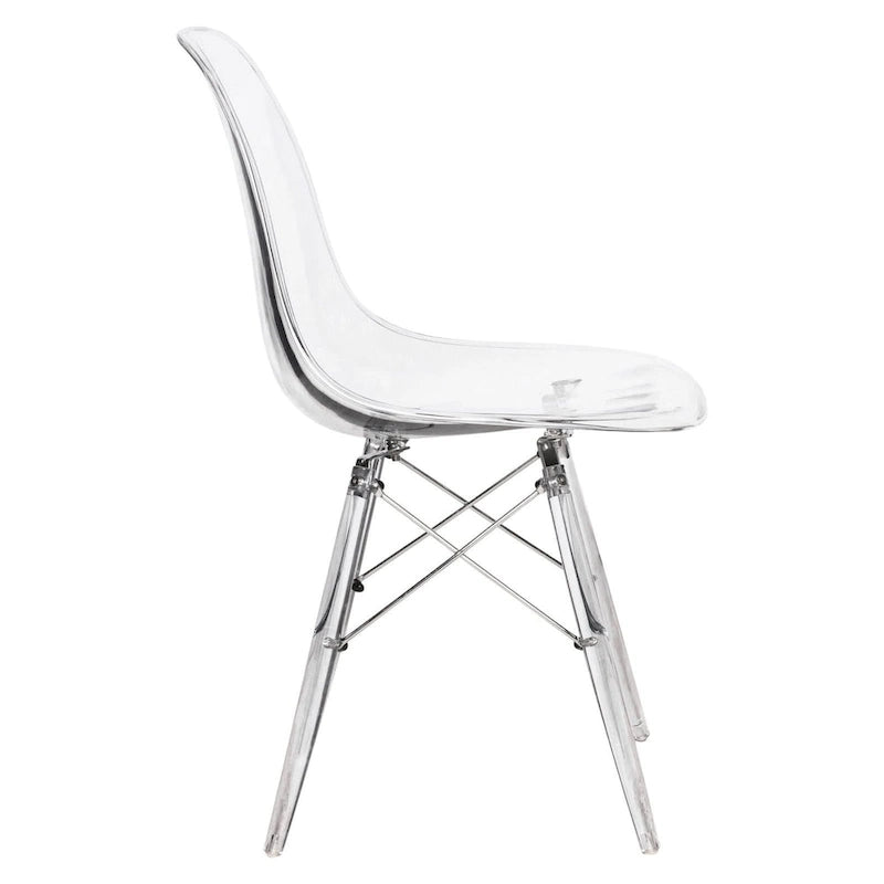 Chaise de salle à manger d'appoint Dover en acrylique avec pieds Eiffel, idéale pour l'intérieur et l'extérieur (maison, bureau, salon, cuisine).