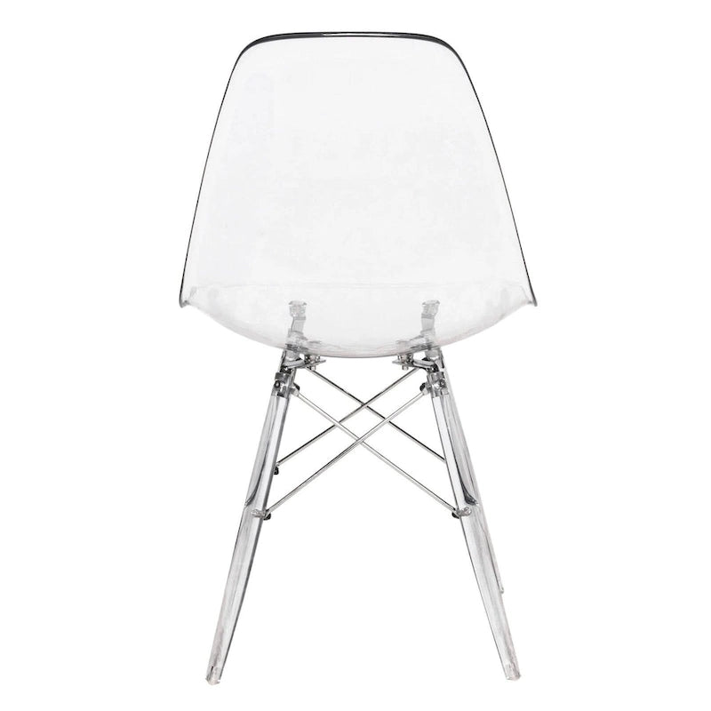 Chaise de salle à manger d'appoint Dover en acrylique avec pieds Eiffel, idéale pour l'intérieur et l'extérieur (maison, bureau, salon, cuisine).