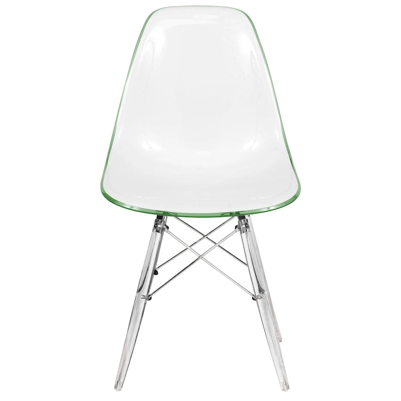 Chaise de salle à manger d'appoint Dover en acrylique avec pieds Eiffel, idéale pour l'intérieur et l'extérieur (maison, bureau, salon, cuisine).