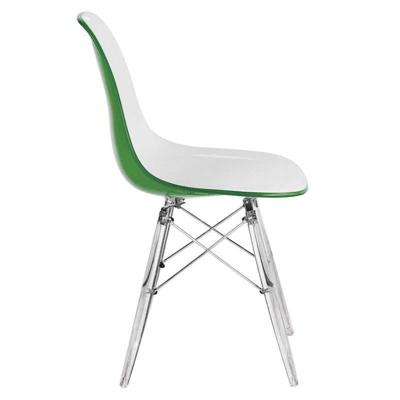 Chaise de salle à manger d'appoint Dover en acrylique avec pieds Eiffel, idéale pour l'intérieur et l'extérieur (maison, bureau, salon, cuisine).