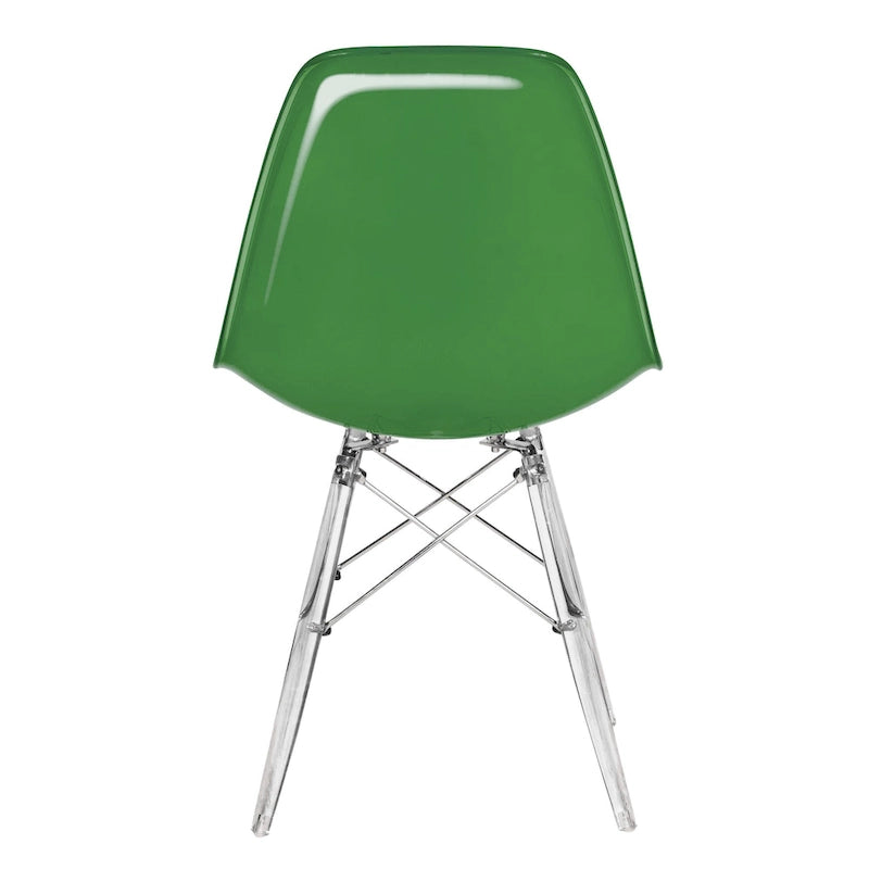 Chaise de salle à manger d'appoint Dover en acrylique avec pieds Eiffel, idéale pour l'intérieur et l'extérieur (maison, bureau, salon, cuisine).