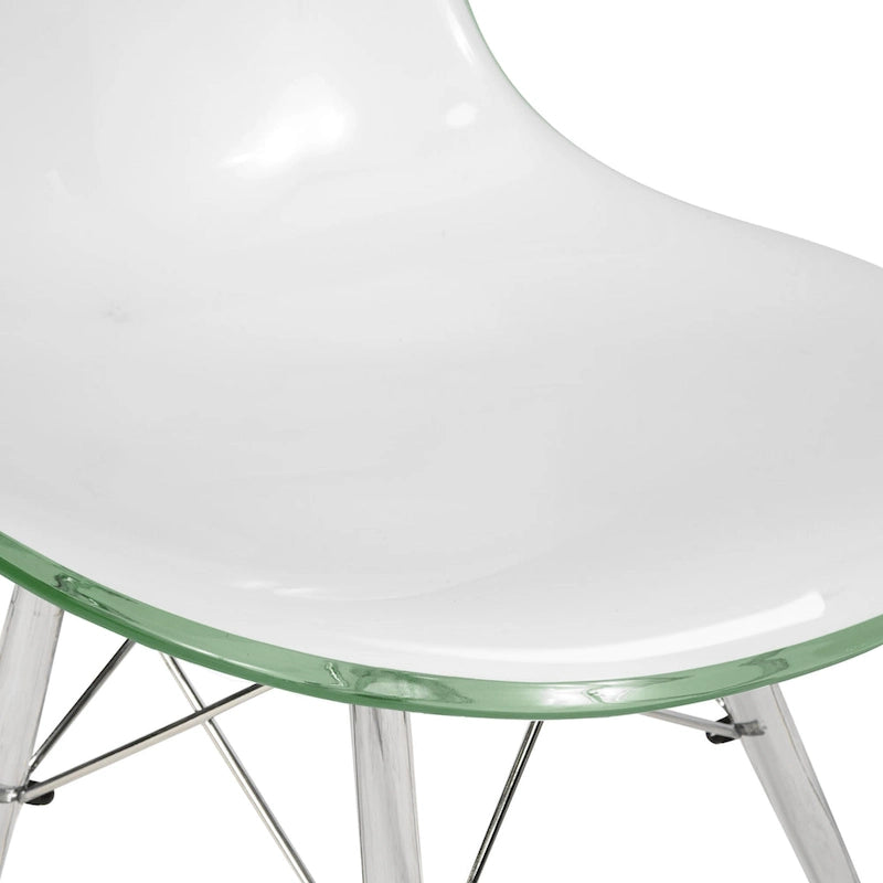 Chaise de salle à manger d'appoint Dover en acrylique avec pieds Eiffel, idéale pour l'intérieur et l'extérieur (maison, bureau, salon, cuisine).