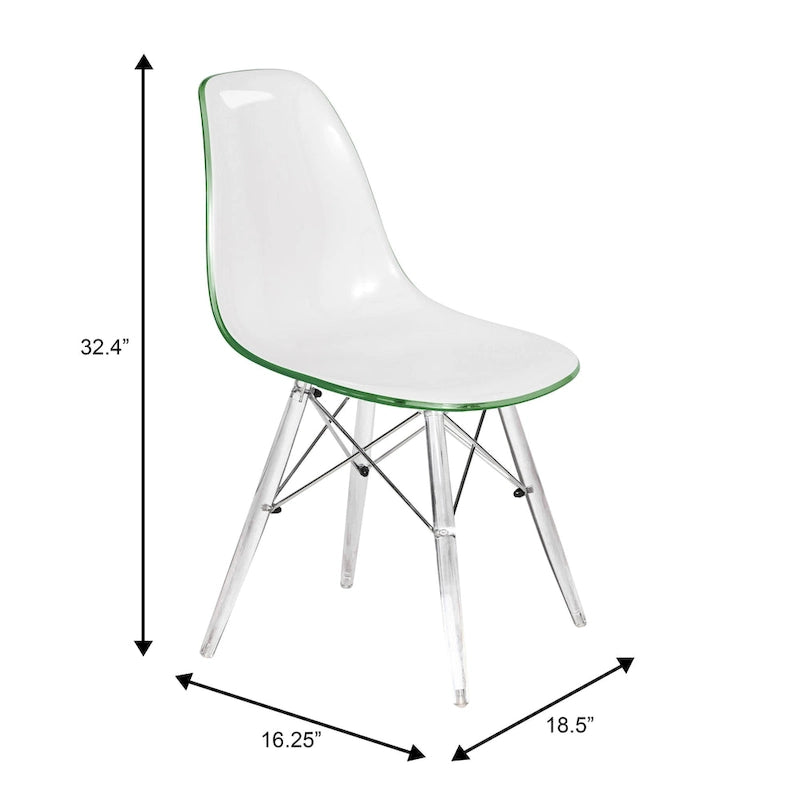 Chaise de salle à manger d'appoint Dover en acrylique avec pieds Eiffel, idéale pour l'intérieur et l'extérieur (maison, bureau, salon, cuisine).