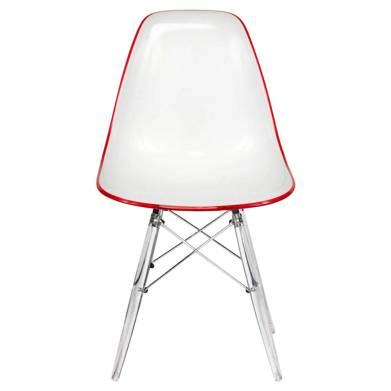 Chaise de salle à manger d'appoint Dover en acrylique avec pieds Eiffel, idéale pour l'intérieur et l'extérieur (maison, bureau, salon, cuisine).