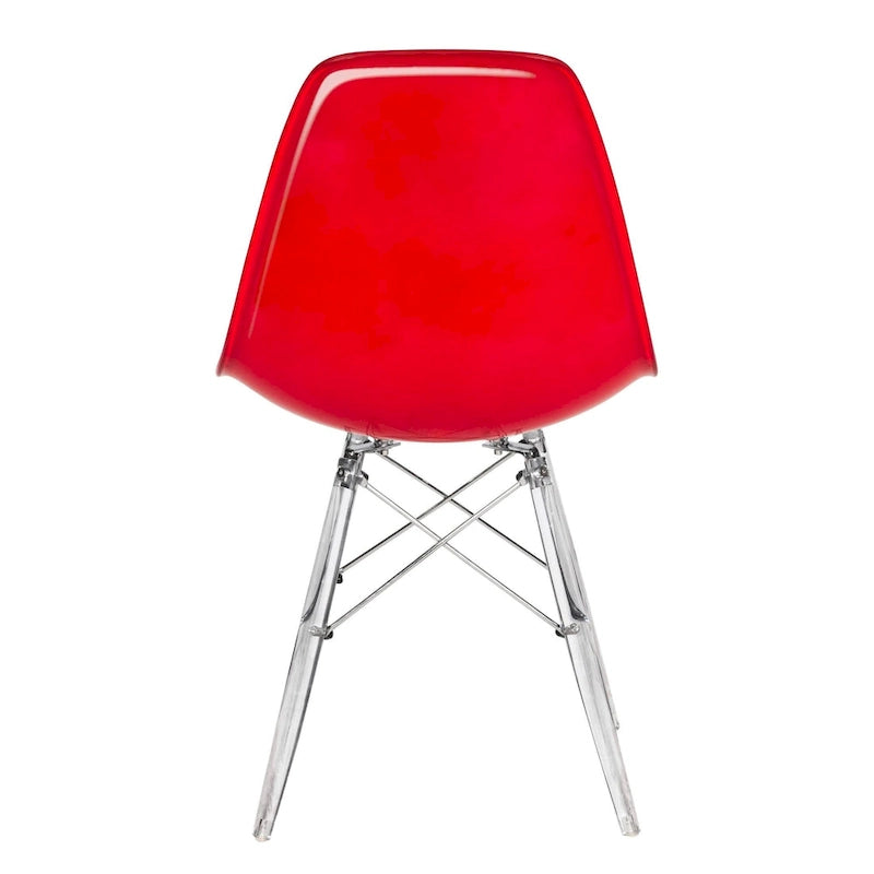 Chaise de salle à manger d'appoint Dover en acrylique avec pieds Eiffel, idéale pour l'intérieur et l'extérieur (maison, bureau, salon, cuisine).