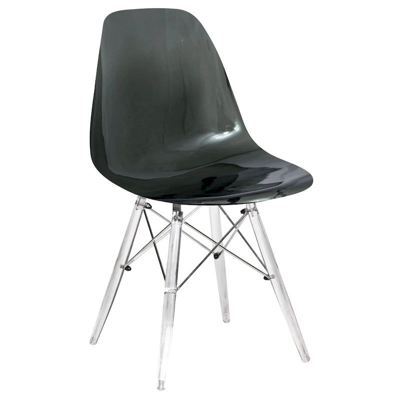Chaise de salle à manger d'appoint Dover en acrylique avec pieds Eiffel, idéale pour l'intérieur et l'extérieur (maison, bureau, salon, cuisine).