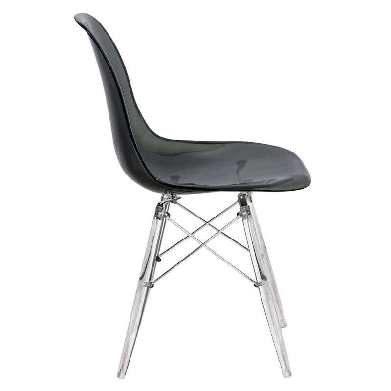 Chaise de salle à manger d'appoint Dover en acrylique avec pieds Eiffel, idéale pour l'intérieur et l'extérieur (maison, bureau, salon, cuisine).