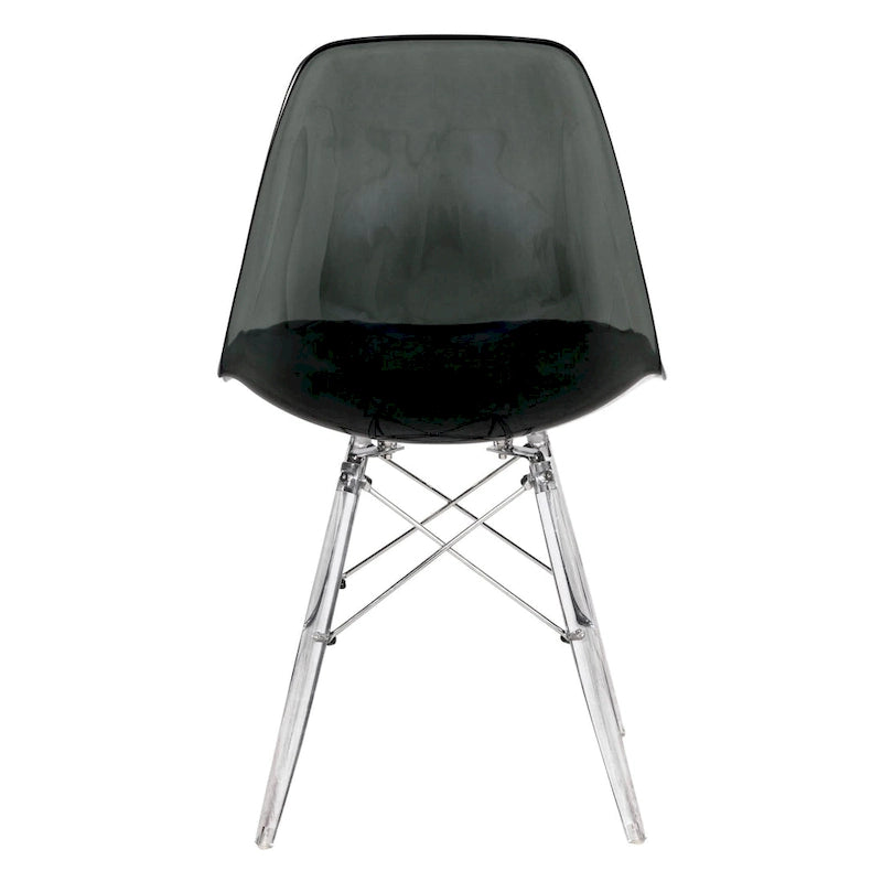 Chaise de salle à manger d'appoint Dover en acrylique avec pieds Eiffel, idéale pour l'intérieur et l'extérieur (maison, bureau, salon, cuisine).