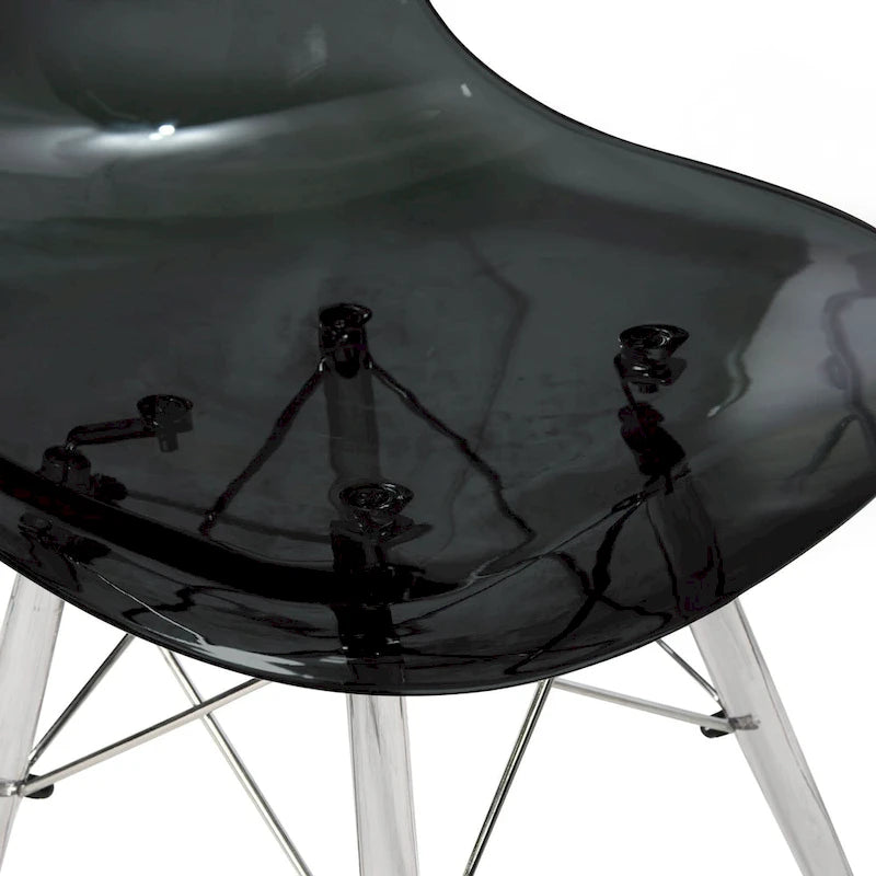 Chaise de salle à manger d'appoint Dover en acrylique avec pieds Eiffel, idéale pour l'intérieur et l'extérieur (maison, bureau, salon, cuisine).