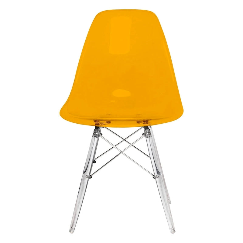 Chaise de salle à manger d'appoint Dover en acrylique avec pieds Eiffel, idéale pour l'intérieur et l'extérieur (maison, bureau, salon, cuisine).