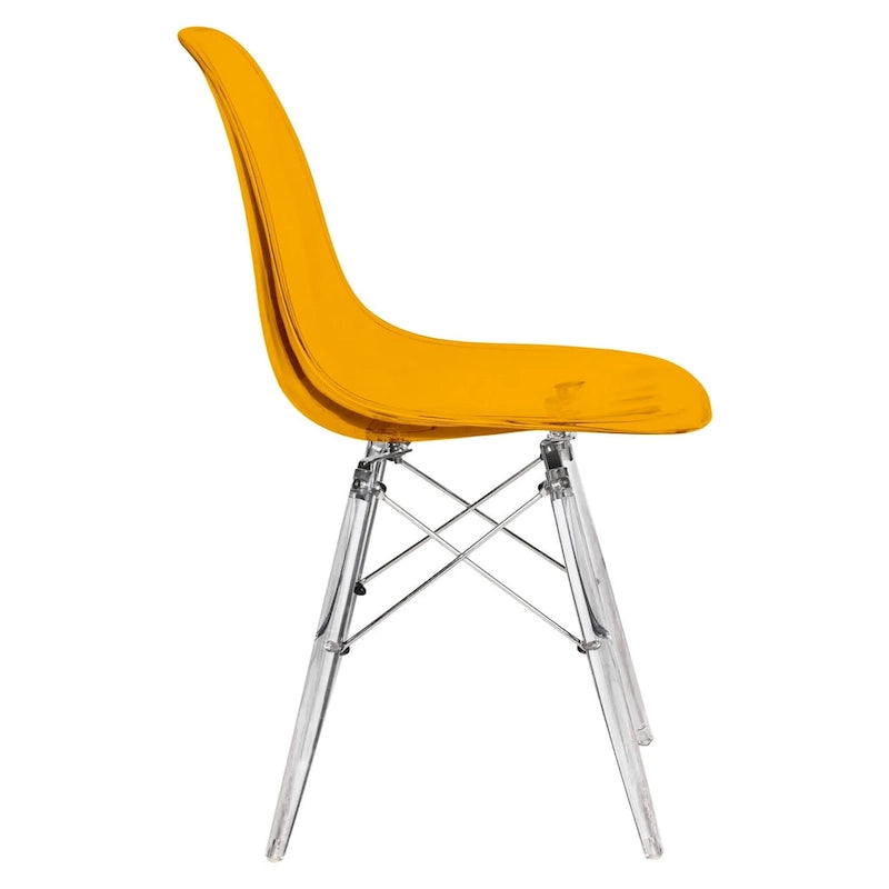 Chaise de salle à manger d'appoint Dover en acrylique avec pieds Eiffel, idéale pour l'intérieur et l'extérieur (maison, bureau, salon, cuisine).