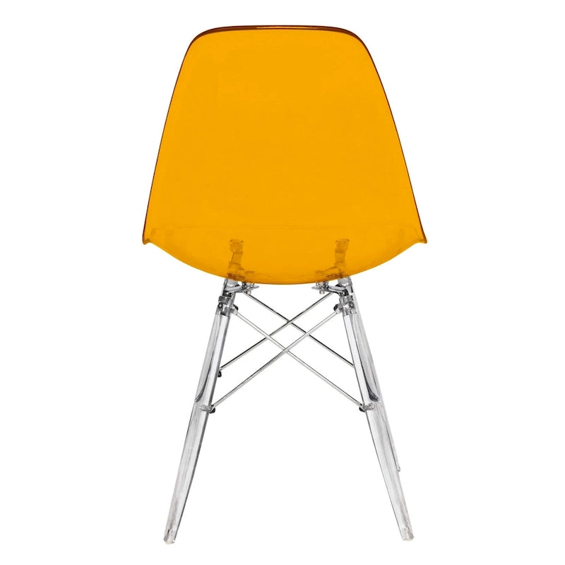 Chaise de salle à manger d'appoint Dover en acrylique avec pieds Eiffel, idéale pour l'intérieur et l'extérieur (maison, bureau, salon, cuisine).
