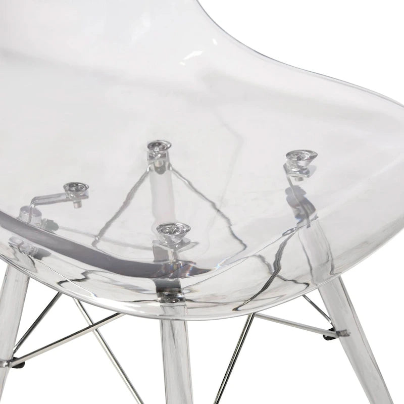 Chaise de salle à manger d'appoint Dover en acrylique avec pieds Eiffel, idéale pour l'intérieur et l'extérieur (maison, bureau, salon, cuisine).