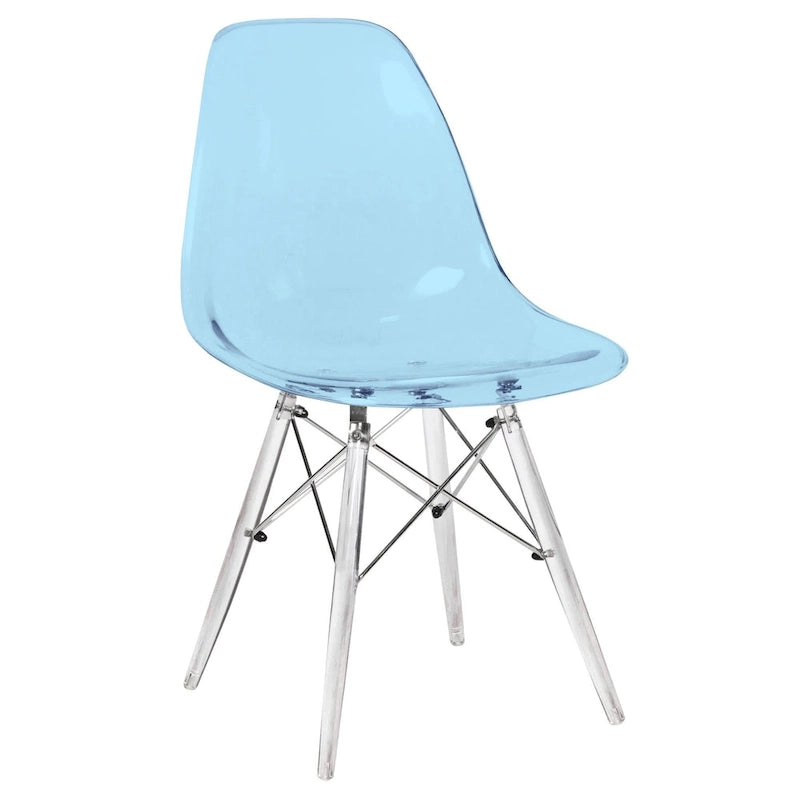 Chaise de salle à manger d'appoint Dover en acrylique avec pieds Eiffel, idéale pour l'intérieur et l'extérieur (maison, bureau, salon, cuisine).