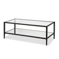 Table basse rectangulaire moderne en verre, structure en acier, étagère de rangement intégrée pour salon - 45 cm (L) x 20 cm (l) x 17 cm (H)