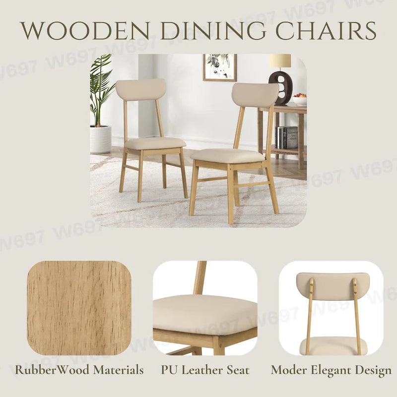 Ensemble de salle à manger rectangulaire 6 pièces avec 4 chaises rembourrées et un banc. Style moderne et décontracté.