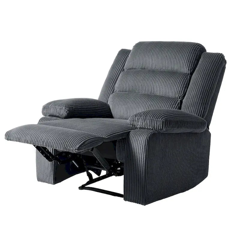 Ensemble de 2 fauteuils inclinables manuels modernes en velours côtelé, fauteuil d'appoint surdimensionné avec accoudoirs larges
