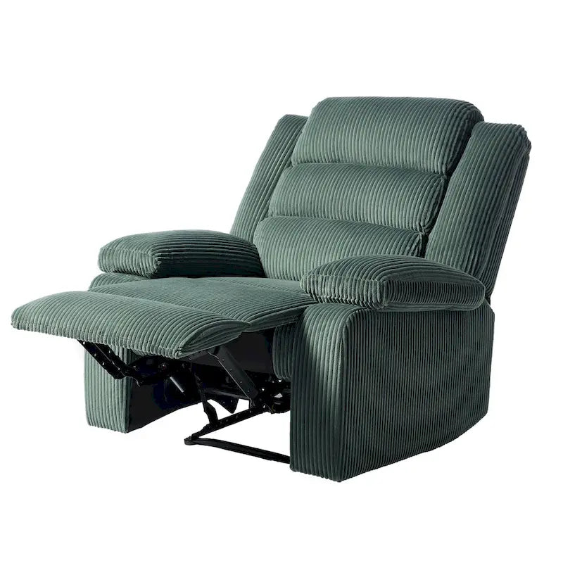 Ensemble de 2 fauteuils inclinables manuels modernes en velours côtelé, fauteuil d'appoint surdimensionné avec accoudoirs larges