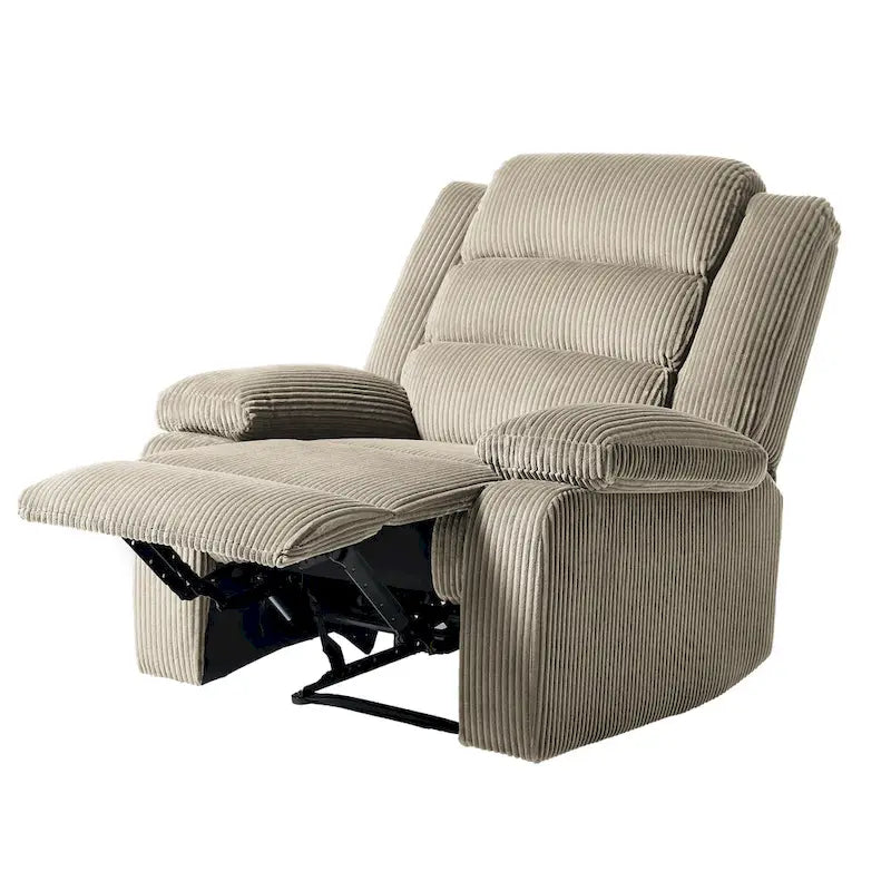 Ensemble de 2 fauteuils inclinables manuels modernes en velours côtelé, fauteuil d'appoint surdimensionné avec accoudoirs larges