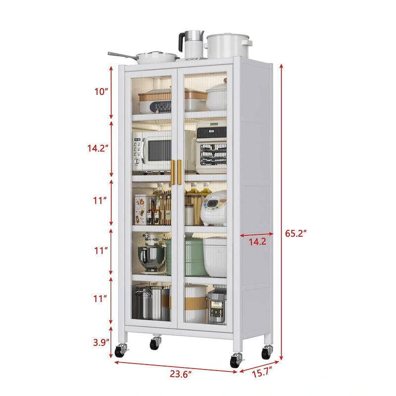 Étagère de cuisine à porte ouverte, meuble de rangement pour micro-ondes à plusieurs niveaux, du sol au plafond (tabouret non inclus).