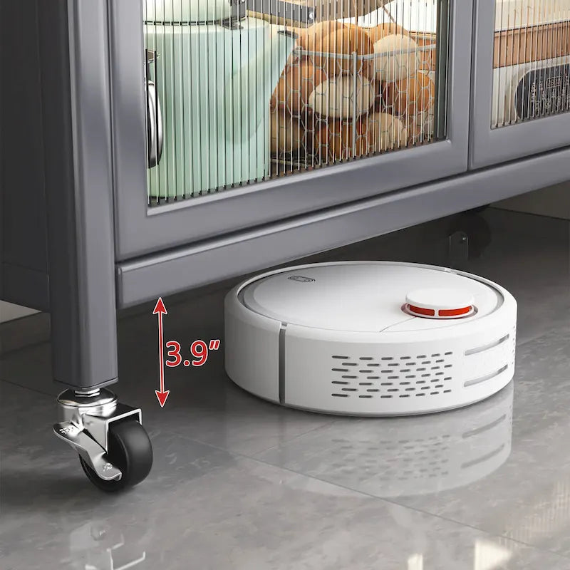 Étagère de cuisine à porte ouverte, meuble de rangement pour micro-ondes à plusieurs niveaux, du sol au plafond (tabouret non inclus).