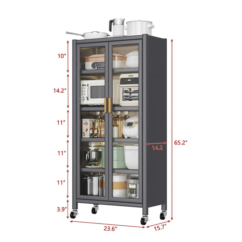 Étagère de cuisine à porte ouverte, meuble de rangement pour micro-ondes à plusieurs niveaux, du sol au plafond (tabouret non inclus).