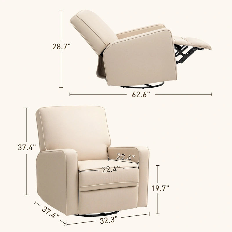 Fauteuil inclinable manuel HOMCOM pour adultes, fauteuil à bascule pivotant réglable, fauteuil berçant en tissu respirant, beige