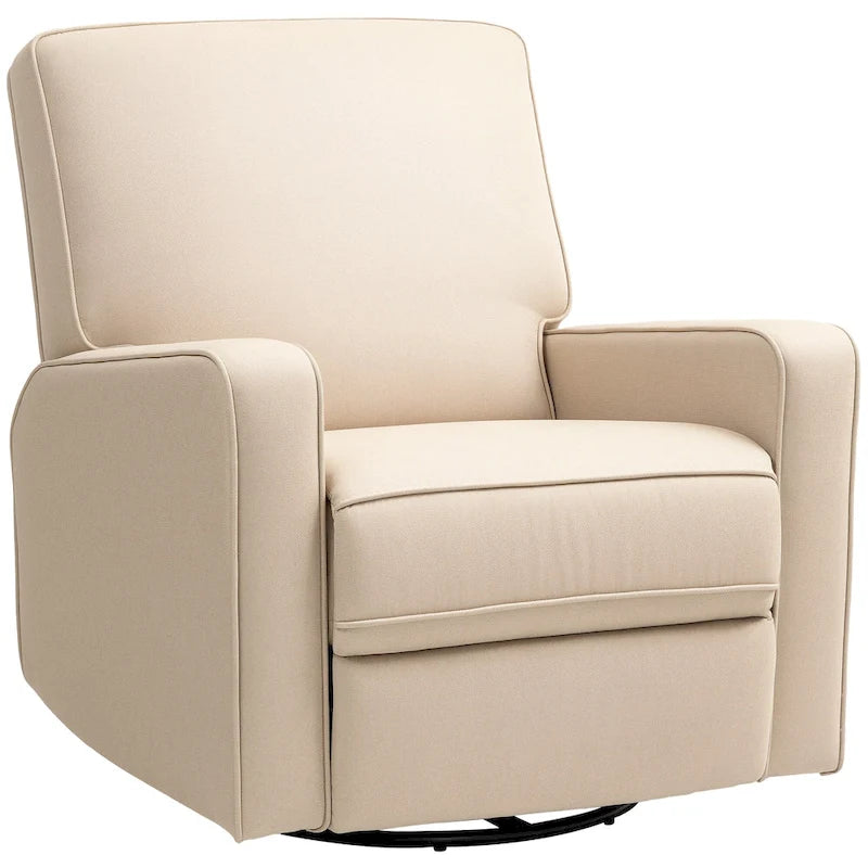 Fauteuil inclinable manuel HOMCOM pour adultes, fauteuil à bascule pivotant réglable, fauteuil berçant en tissu respirant, beige