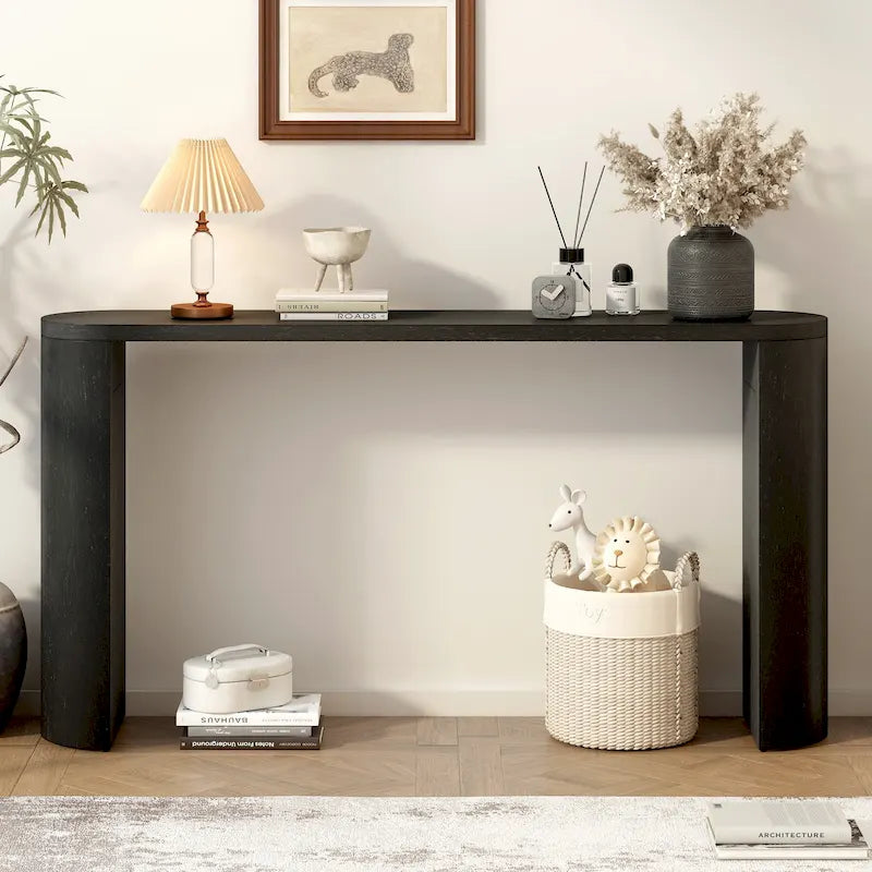 Table de véranda multifonctionnelle de style moderne et épuré, avec pieds semi-cylindriques.