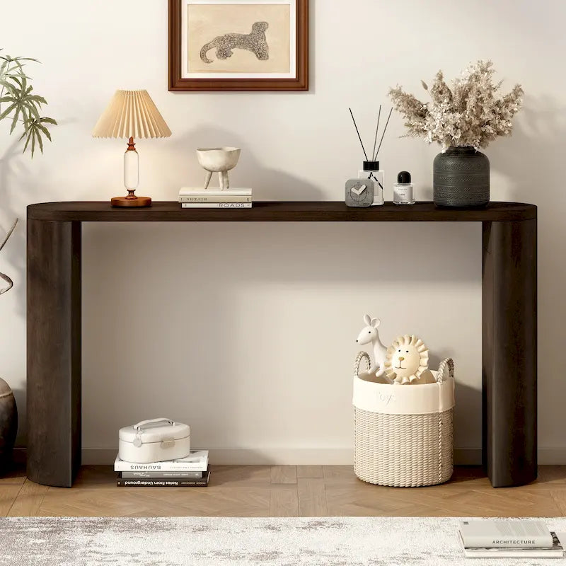 Table de véranda multifonctionnelle de style moderne et épuré, avec pieds semi-cylindriques.
