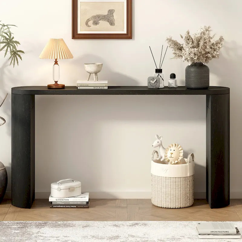 Table de véranda multifonctionnelle de style moderne et épuré, avec pieds semi-cylindriques.
