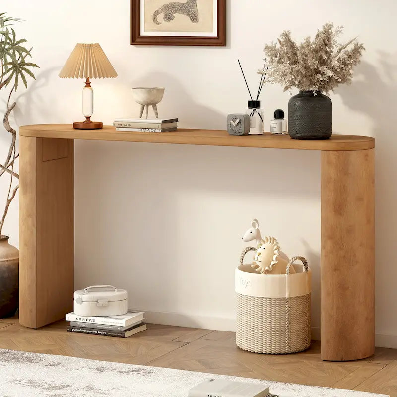 Table de véranda multifonctionnelle de style moderne et épuré, avec pieds semi-cylindriques.