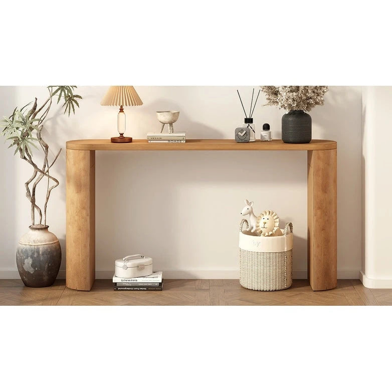 Table de véranda multifonctionnelle de style moderne et épuré, avec pieds semi-cylindriques.