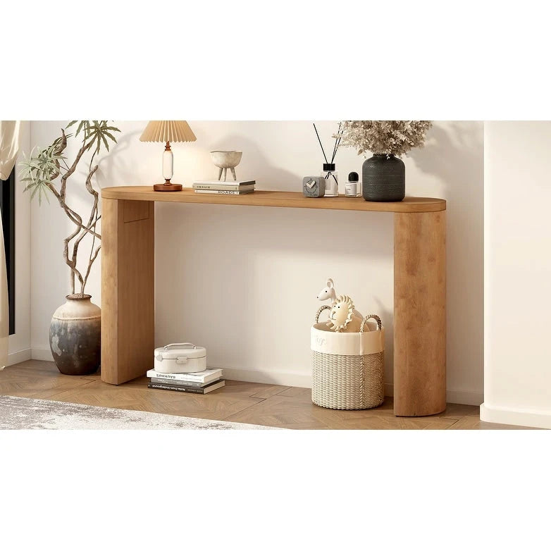 Table de véranda multifonctionnelle de style moderne et épuré, avec pieds semi-cylindriques.