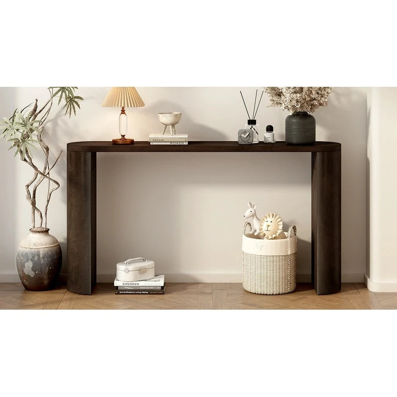 Table de véranda multifonctionnelle de style moderne et épuré, avec pieds semi-cylindriques.