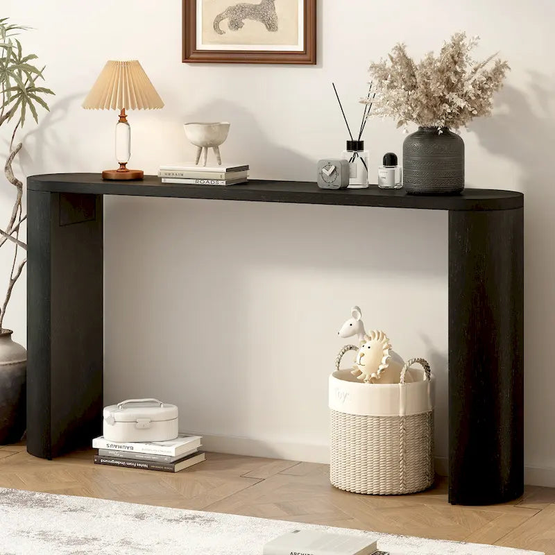 Table de véranda multifonctionnelle de style moderne et épuré, avec pieds semi-cylindriques.