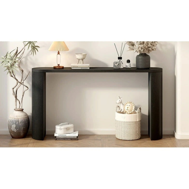Table de véranda multifonctionnelle de style moderne et épuré, avec pieds semi-cylindriques.
