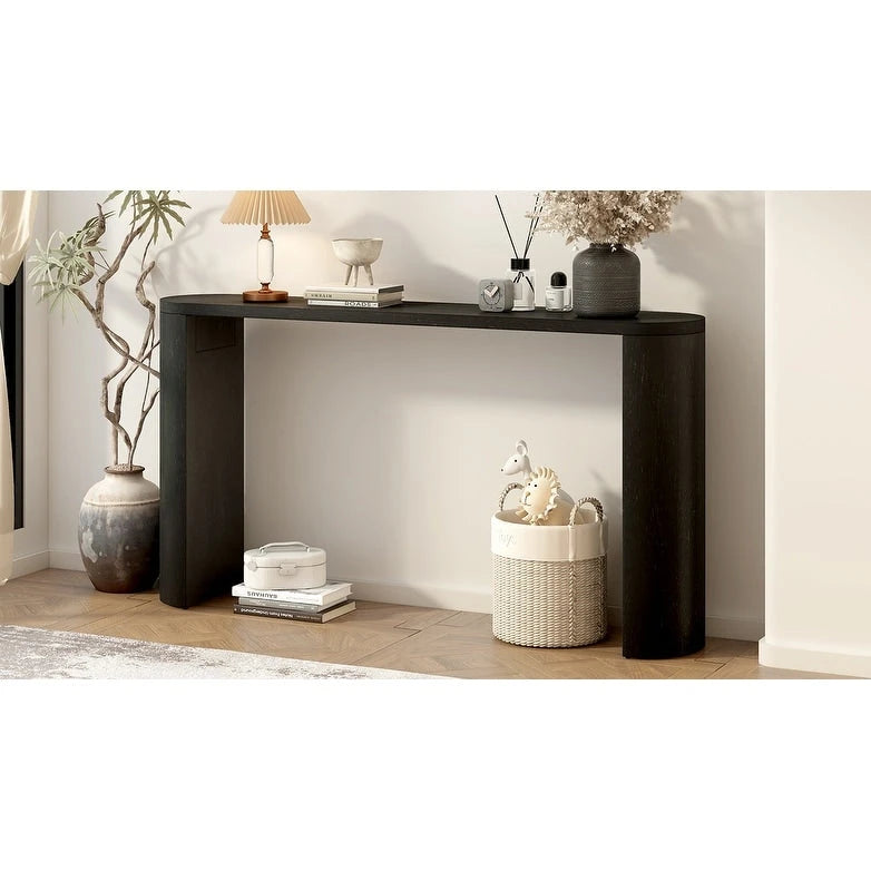 Table de véranda multifonctionnelle de style moderne et épuré, avec pieds semi-cylindriques.