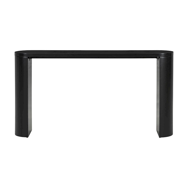 Table de véranda multifonctionnelle de style moderne et épuré, avec pieds semi-cylindriques.
