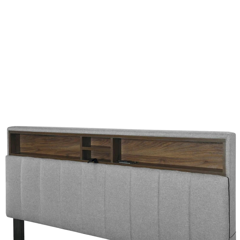 Lit plateforme rembourré avec tête de lit de rangement, lit gigogne simple XL et 2 tiroirs