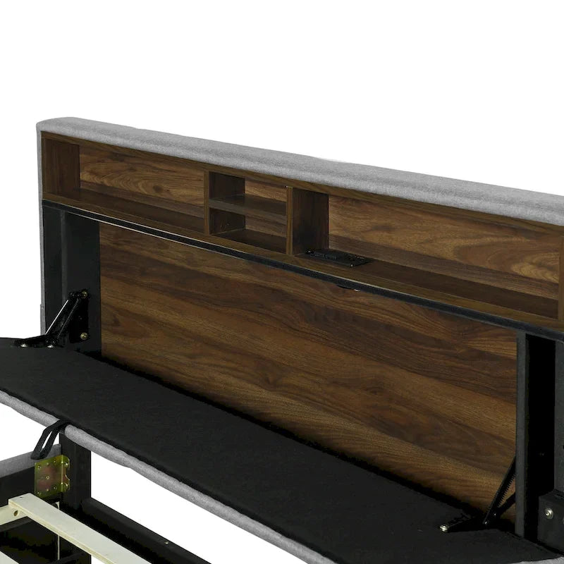 Lit plateforme rembourré avec tête de lit de rangement, lit gigogne simple XL et 2 tiroirs