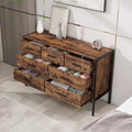 Commode horizontale à 7 tiroirs, armoire de rangement en bois pour chambre, meuble à vêtements robuste avec structure en acier solide