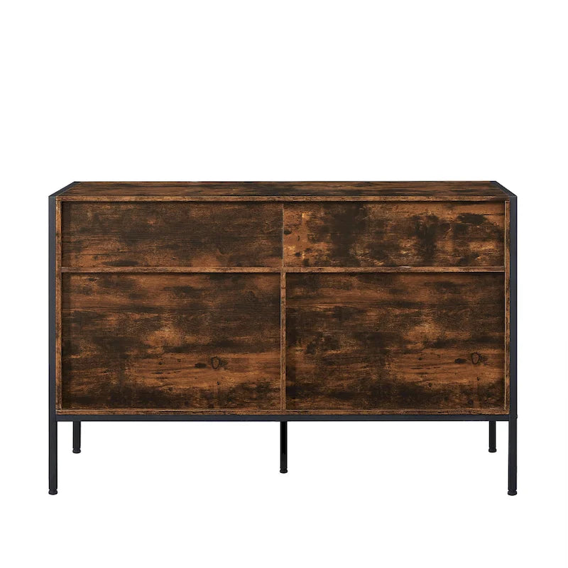 Commode horizontale à 7 tiroirs, armoire de rangement en bois pour chambre, meuble à vêtements robuste avec structure en acier solide