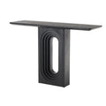 Wooden Console Table with Oval Carved Pedestal Base - Black - Roche River Decor