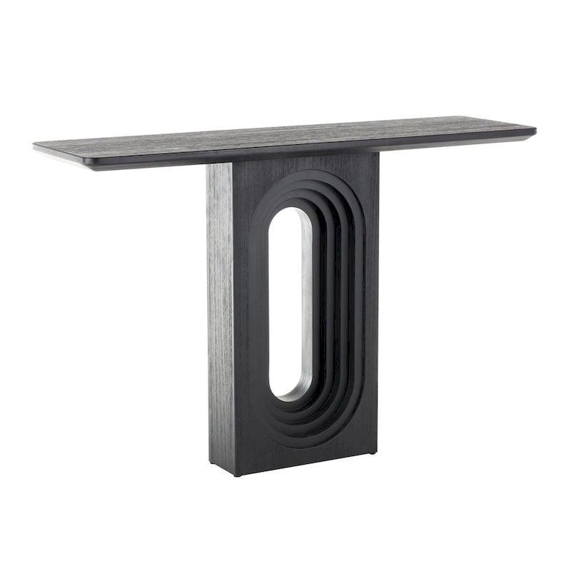Console en bois avec pied ovale sculpté - Noir - Roche River Decor