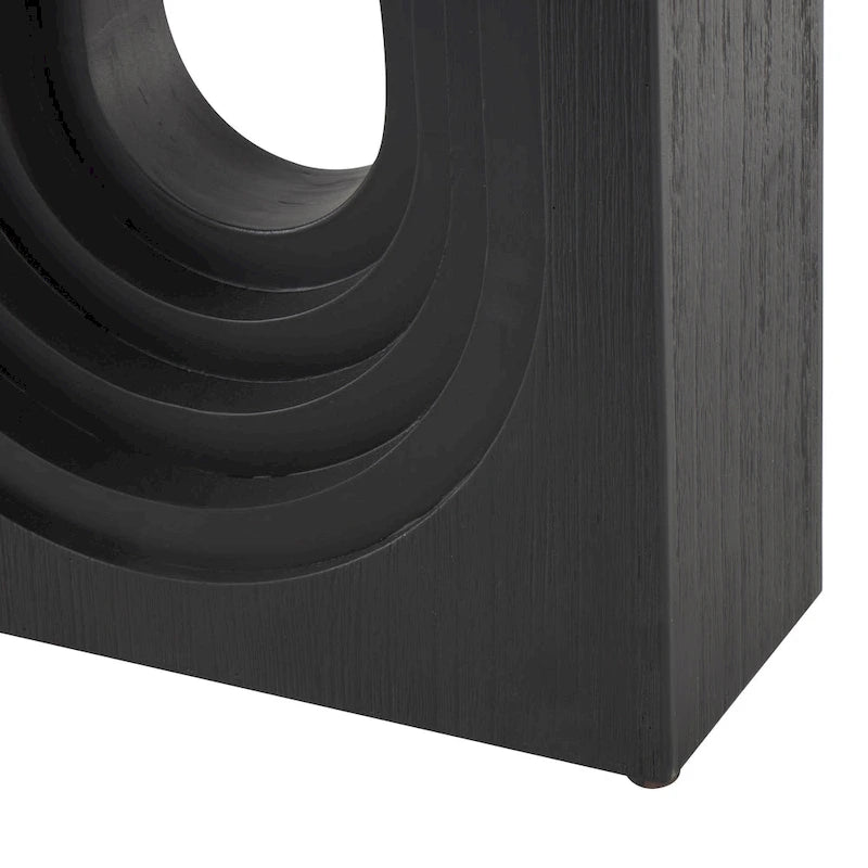 Console en bois avec pied ovale sculpté - Noir - Roche River Decor
